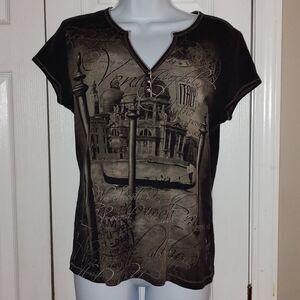 Blue Canyon  Clothing Venice Italy graphic shirt top Sz L
